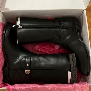 Isaac Mizrahi Trolley black leather boots